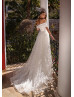 Ivory Lace Criss-cross Satin Beaded Wedding Dress